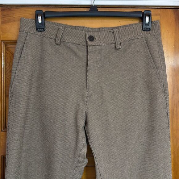 Zara Man Houndstooth Plaid Tan Brown Tapered Dress Pants Men’s US 32 - Picture 2 of 7